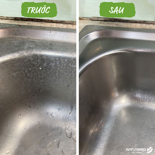 Tẩy cặn canxi chậu rửa inox Poliboy Bio Bad